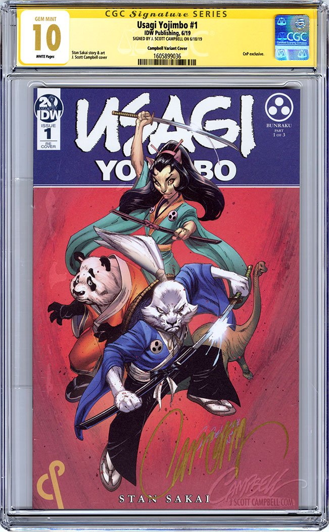 CGC **10** SS Usagi Yojimbo #1 cover A J. Scott Campbell