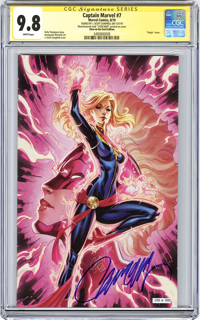 CGC 9.8 SS Captain Marvel #7 SDCC 2019 Exclusive 'glow' JSC