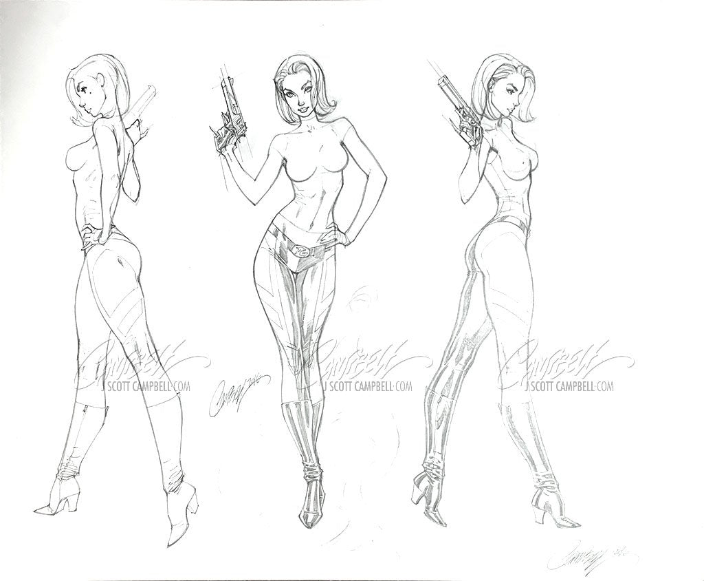 SOLD - Original Art: Danger Girl Sideshow Pencils 1