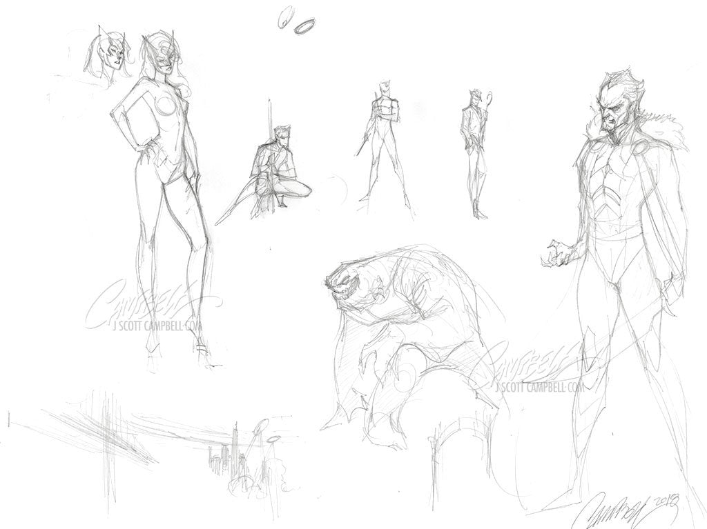 Original Art: Batman #50 various characters Prelims