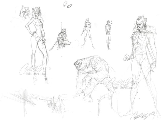 Original Art: Batman #50 various characters Prelims